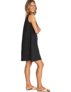 Carla Linen Button Front Sleeveless Dress
