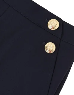 Carley Gold Button Wide Leg Trousers Navy