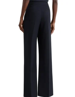 Carley Gold Button Wide Leg Trousers Navy