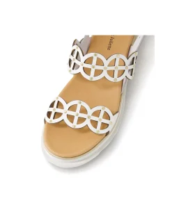 Carola Laser Cut Platform Leather Sandals