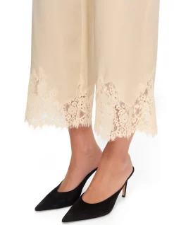 CAROLINA LACE HEM SILK PANTS