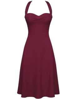 'CAROLLA'TWILL HALTER NECK MIDI DRESS