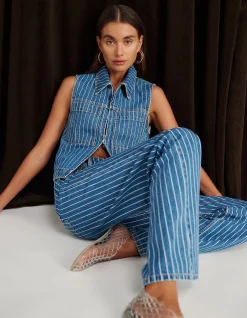 Carrie Slouch Wide Leg Stripe Jean