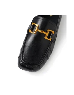 Cartay Gold Horsebit Leather Loafers
