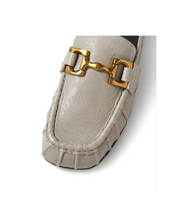 Cartay Gold Bit Detail Leather Loafers