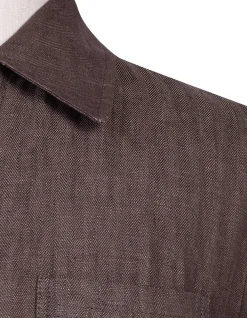 CARTER SHIRT JACKET - MID BROWN HERRINGBONE