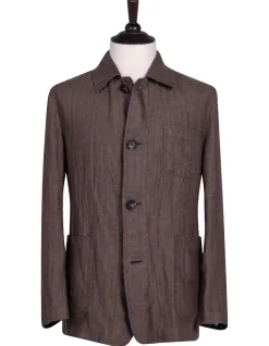 CARTER SHIRT JACKET - MID BROWN HERRINGBONE