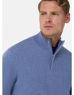 CASHMERE BLEND WOOL HALF ZIP LUPO SWEATER 12GG