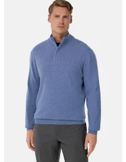 CASHMERE BLEND WOOL HALF ZIP LUPO SWEATER 12GG