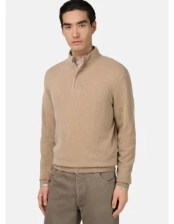 CASHMERE BLEND WOOL HALF ZIP LUPO SWEATER 12GG