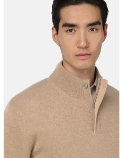 CASHMERE BLEND WOOL HALF ZIP LUPO SWEATER 12GG