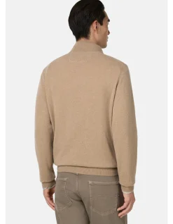 CASHMERE BLEND WOOL HALF ZIP LUPO SWEATER 12GG