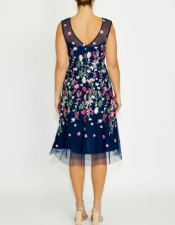 CATALINA NAVY AND PINK MIDI DRESS