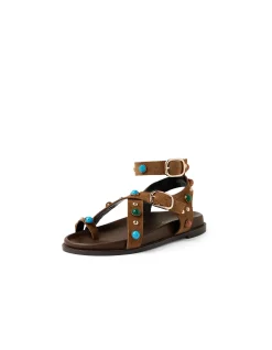 Ceeko Gem Studded Ankle Strap Sandals