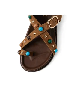 Ceeko Gem Studded Ankle Strap Sandals