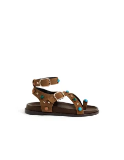 Ceeko Gem Studded Ankle Strap Sandals