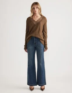 CELIA LACE TRIM V NECK JUMPER