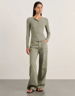 CELINA HENLEY LONG SLEEVE TOP