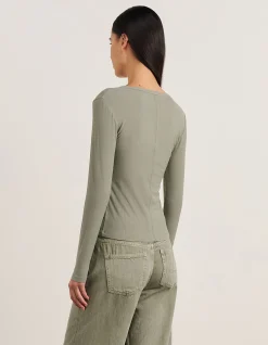 CELINA HENLEY LONG SLEEVE TOP