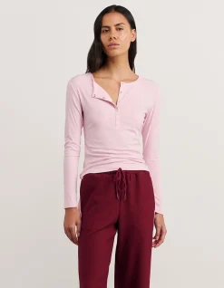 CELINA HENLEY LONG SLEEVE TOP