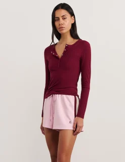 CELINA HENLEY LONG SLEEVE TOP
