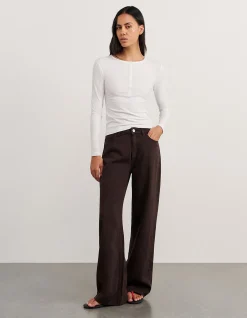 CELINA HENLEY LONG SLEEVE TOP