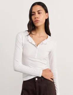 CELINA HENLEY LONG SLEEVE TOP