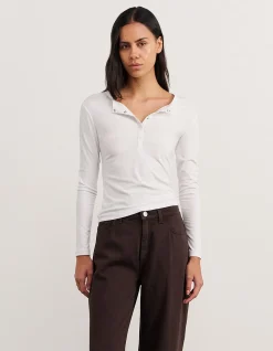 CELINA HENLEY LONG SLEEVE TOP