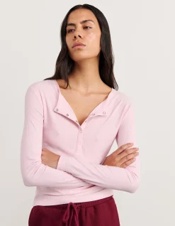 CELINA HENLEY LONG SLEEVE TOP