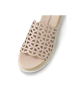 Chade Laser Cut Leather Slide Sandals