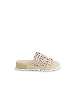 Chade Laser Cut Leather Slide Sandals