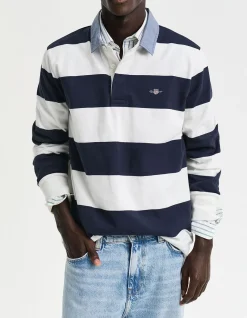 Chambray Collar Striped Heavy Rugger