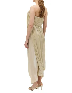 CHAMPAGNE LIQUID ORGANZA TIDAL BUSTIER DRESS