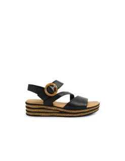 Charleen Leather Buckle Platform Sandals