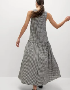 Checked Midaxi Drop Waist Dress