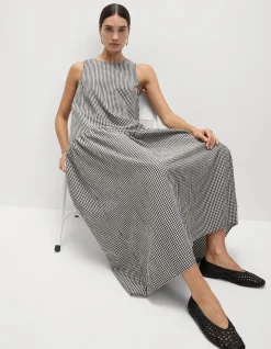 Checked Midaxi Drop Waist Dress