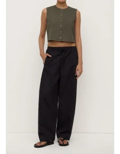Cherri Button Front Top Moss