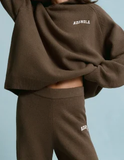 Chest Varsity Oversized Knit Hoodie