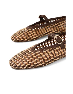 Chip Woven Raffia Mary Jane Flats