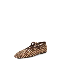 Chip Woven Raffia Mary Jane Flats