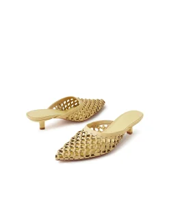Chirles Woven Kitten Heel Leather Mules