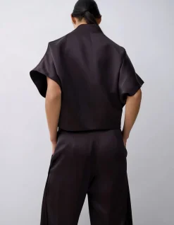 CHOCOLATE SATIN SUITING SURRENDER PANT