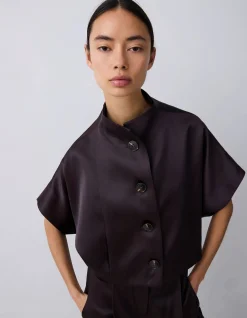 CHOCOLATE SATIN SUITING SURRENDER PANT