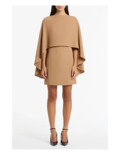 CINNAMON CREPE CAPE MINI DRESS