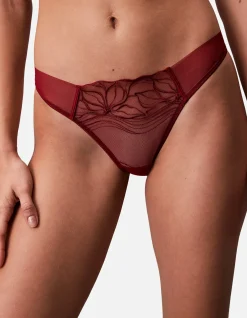 CK BLACK FLORAL LACE THONG