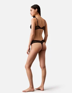 CK BLACK GEO LACE THONG