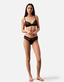 CK BLACK GEO LACE THONG