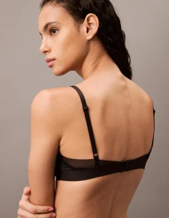CK BLACK GEO LACE UNLINED BALCONETTE