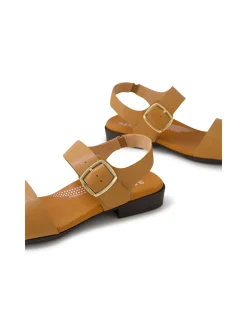 Clariss Dark Tan Leather Sandals