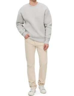Classic Fit Cream Cotton Straight Leg Jeans